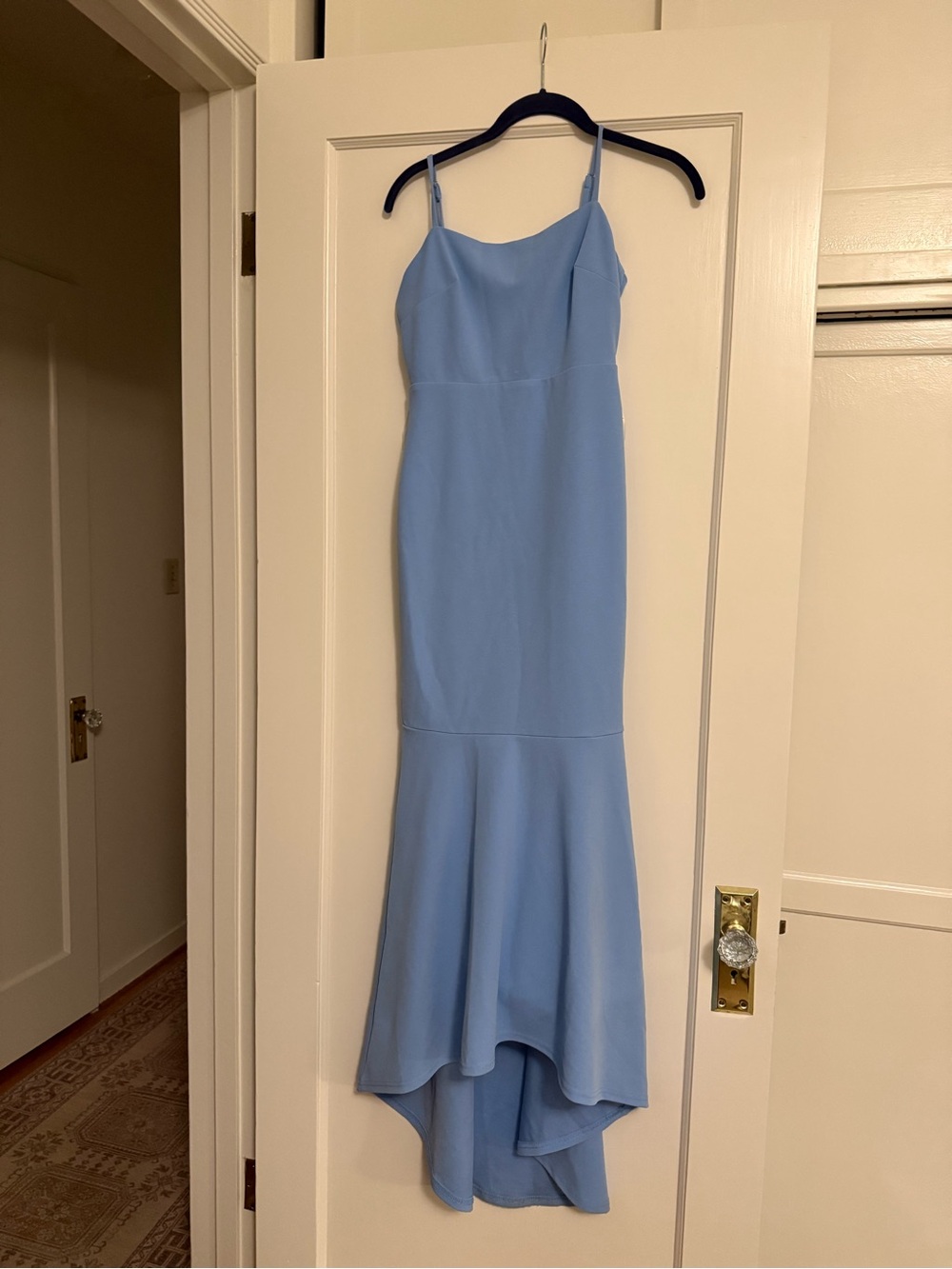 Lulu's Powder Blue Spaghetti-Strap High-Low Mermaid Dress